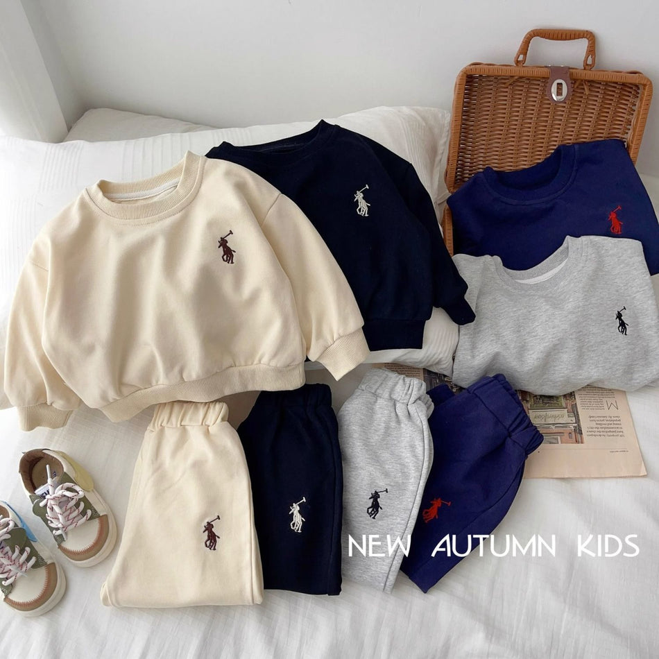 Boys Cotton Crew Neck Sports Two-Piece Set Spring Outfit