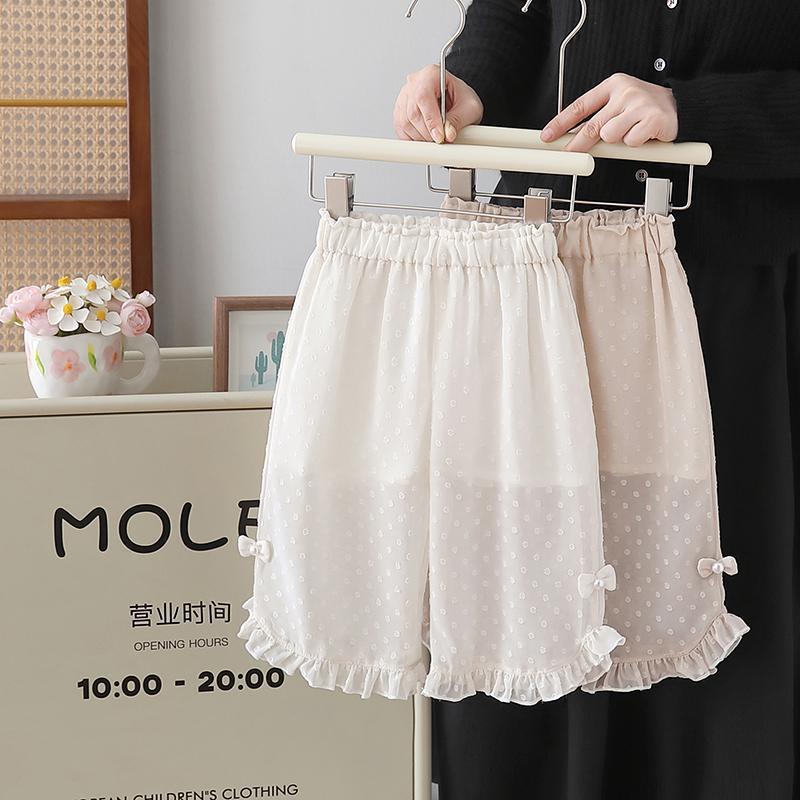 Girls Cotton Chiffon Dot Wide Leg Summer Anti Mosquito Pants