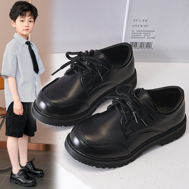 Boys Ultrafilm Leather School Shoes Soft Sole Velcro Design
