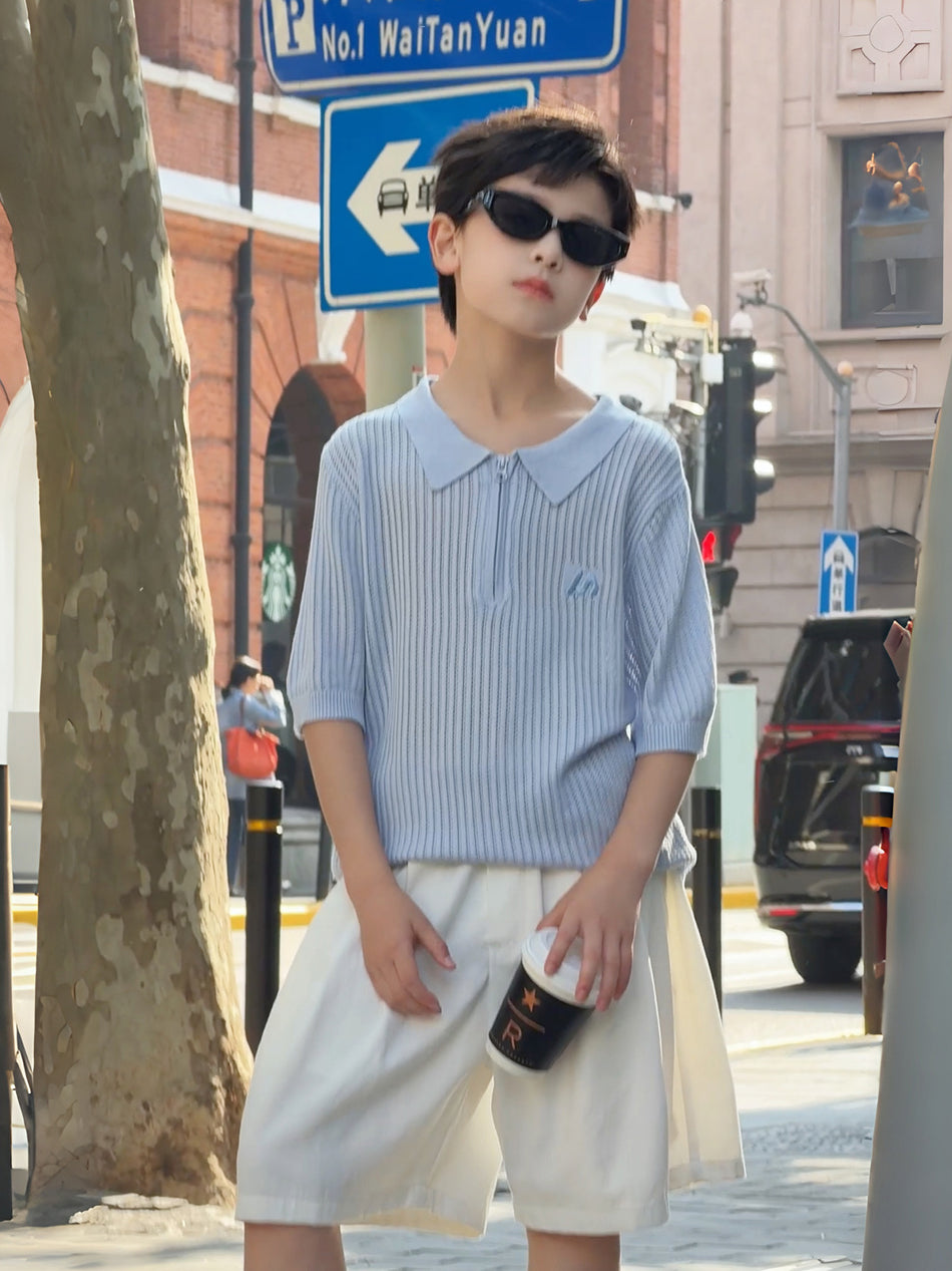 Boys’ Breathable Slub Shorts Lightweight Korean Style Summer Wear