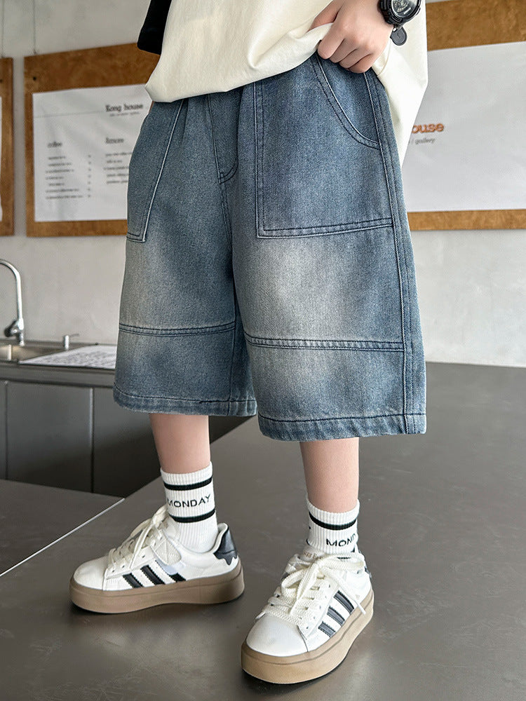 Boys’ Ripped Denim Shorts Lightweight Casual Summer Shorts
