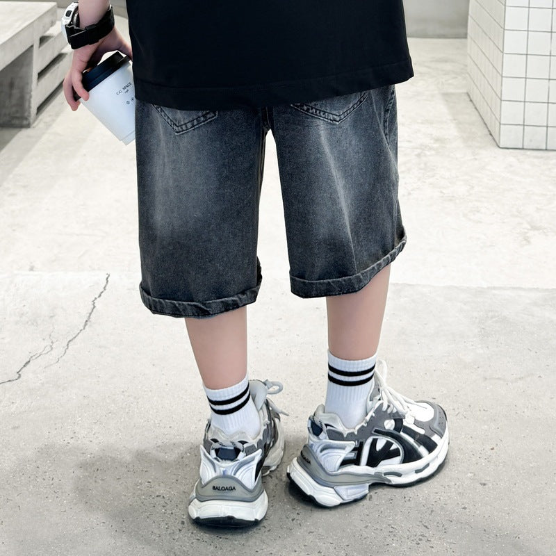 Boys’ Lightweight Denim Shorts Casual Mid Length Summer Shorts