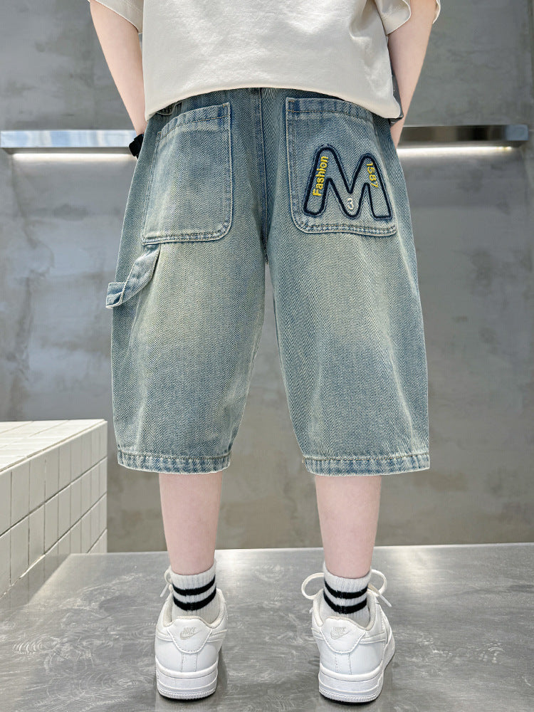 Boys’ Ripped Denim Shorts Loose Fit Casual Summer Shorts