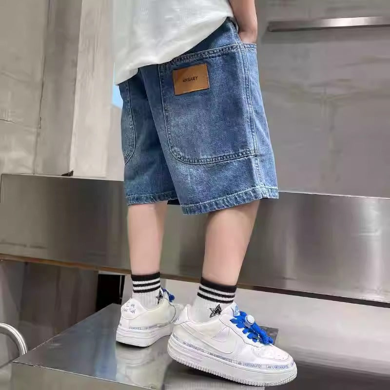 Boys’ Loose Denim Shorts Casual Knee Length Summer Shorts