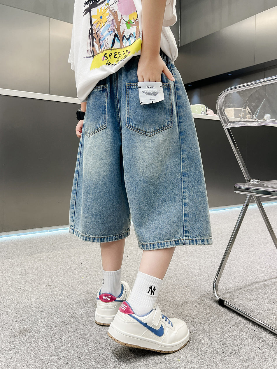 Boys’ Denim Shorts Korean Style Lightweight Summer Casual Pants