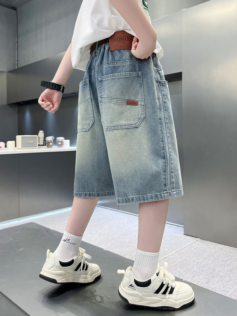 Boys’ Denim Five-Point Shorts Lightweight Casual Summer Wear