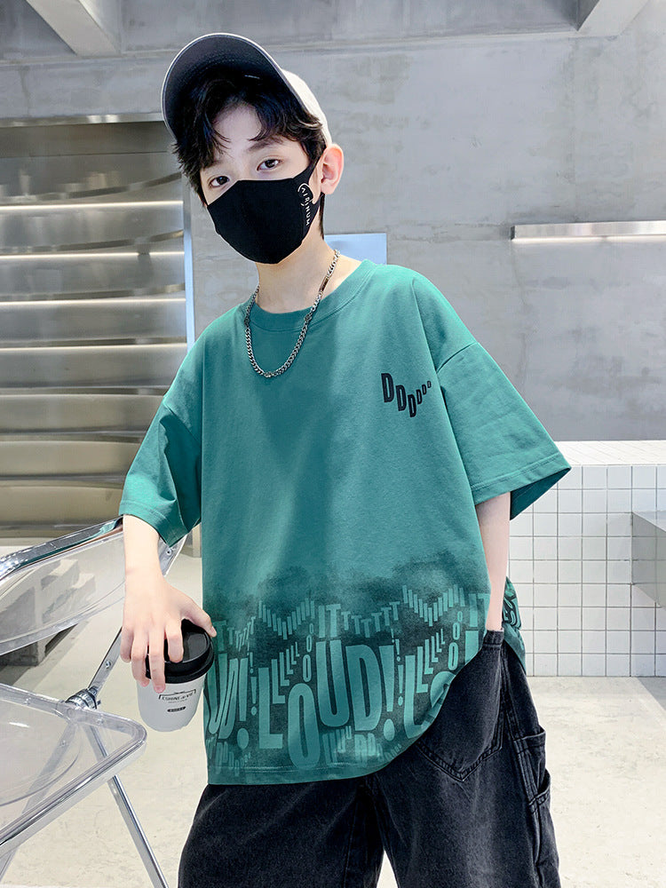 Boys’ Cotton Cartoon Print Short Sleeve T-Shirt Summer