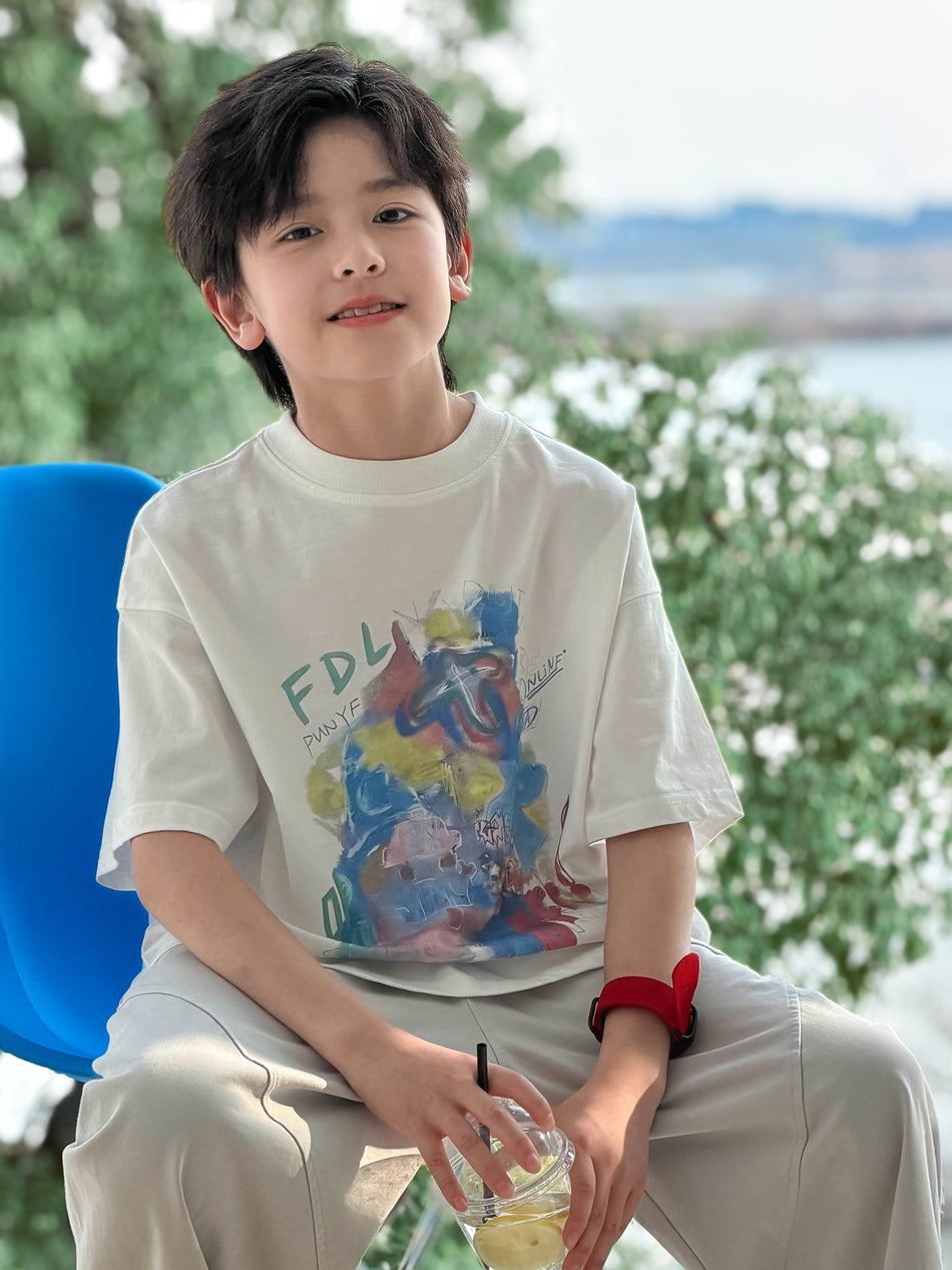 Boys Panda Cartoon Print T-Shirt Kids Casual Cotton Tee Summer