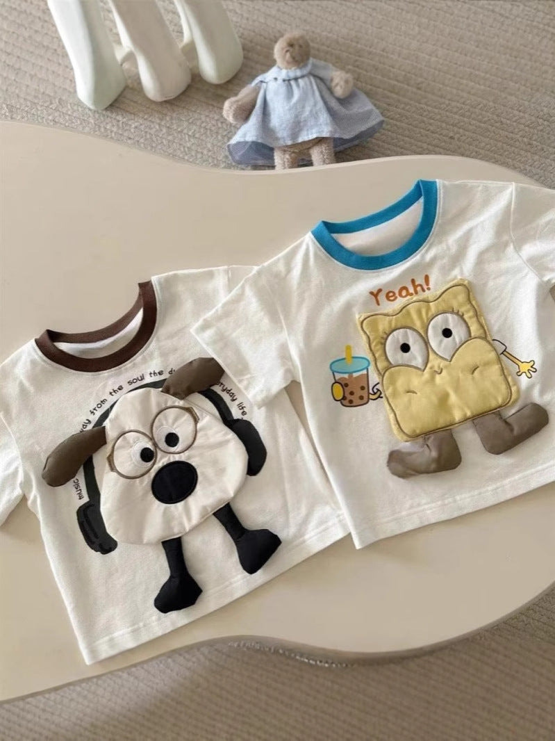 Pure Cotton Cartoon Short Sleeve T-Shirt for Toddlers