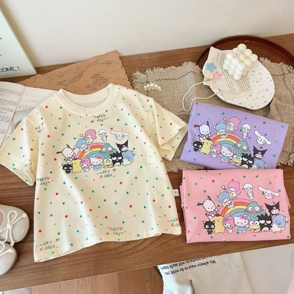 Pure Cotton Cartoon Print Short Sleeve Baby T-Shirt Kids Top