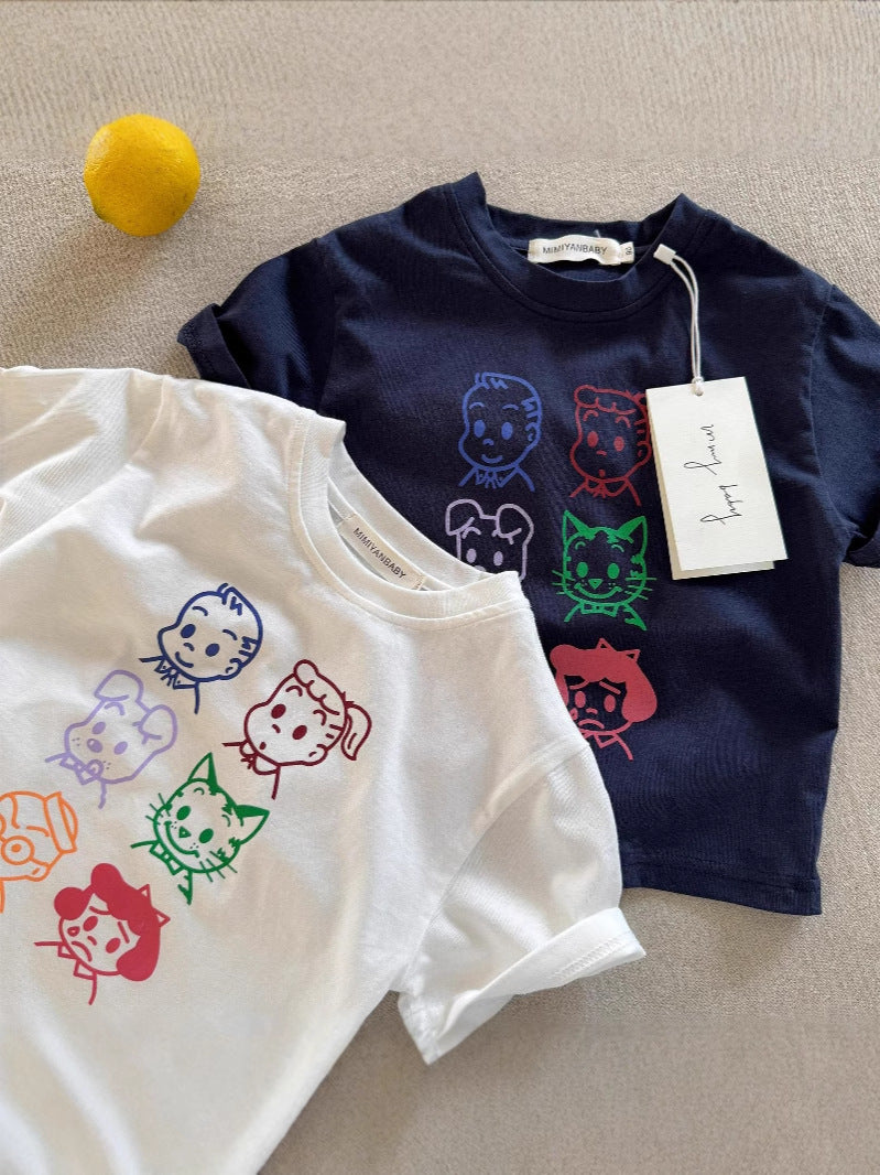 Pure Cotton Cartoon Short Sleeve Kids T-Shirt Casual Summer Top
