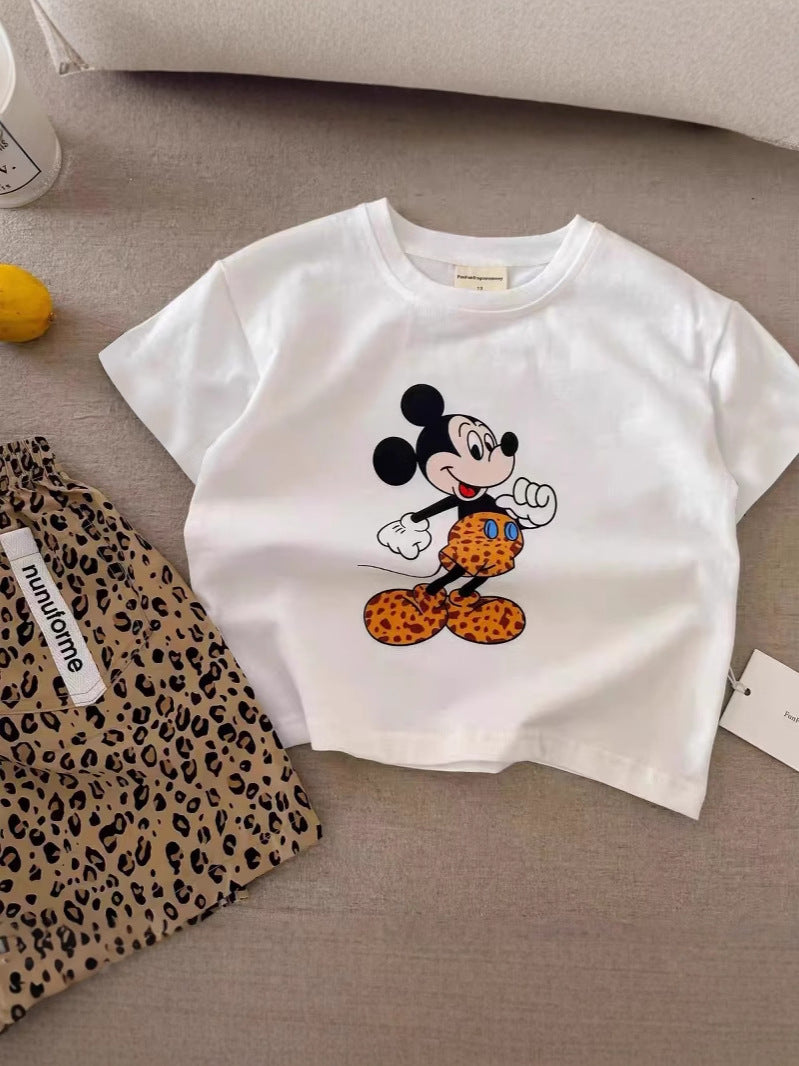 Pure Cotton Cartoon Print Short Sleeve Kids T-Shirt Casual Top