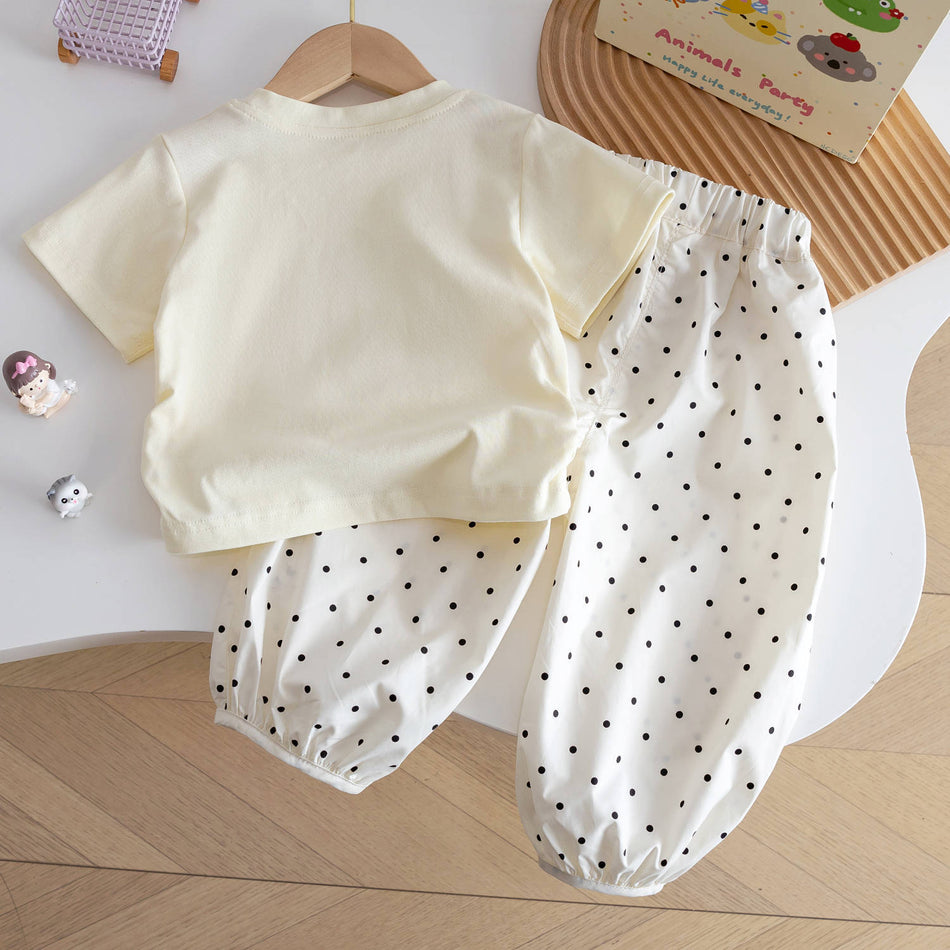 Baby Girl Cotton Summer Outfit Set Short Sleeve & Pants