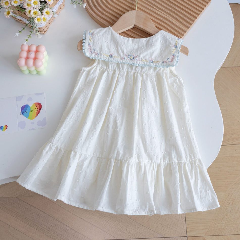 Girls Sleeveless Embroidered Princess Summer Dress