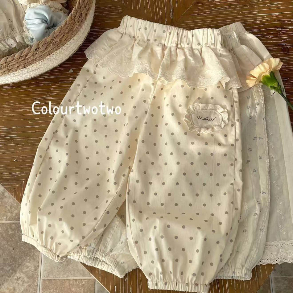 Japanese Style Cartoon Print Lightweight Summer Long Pants