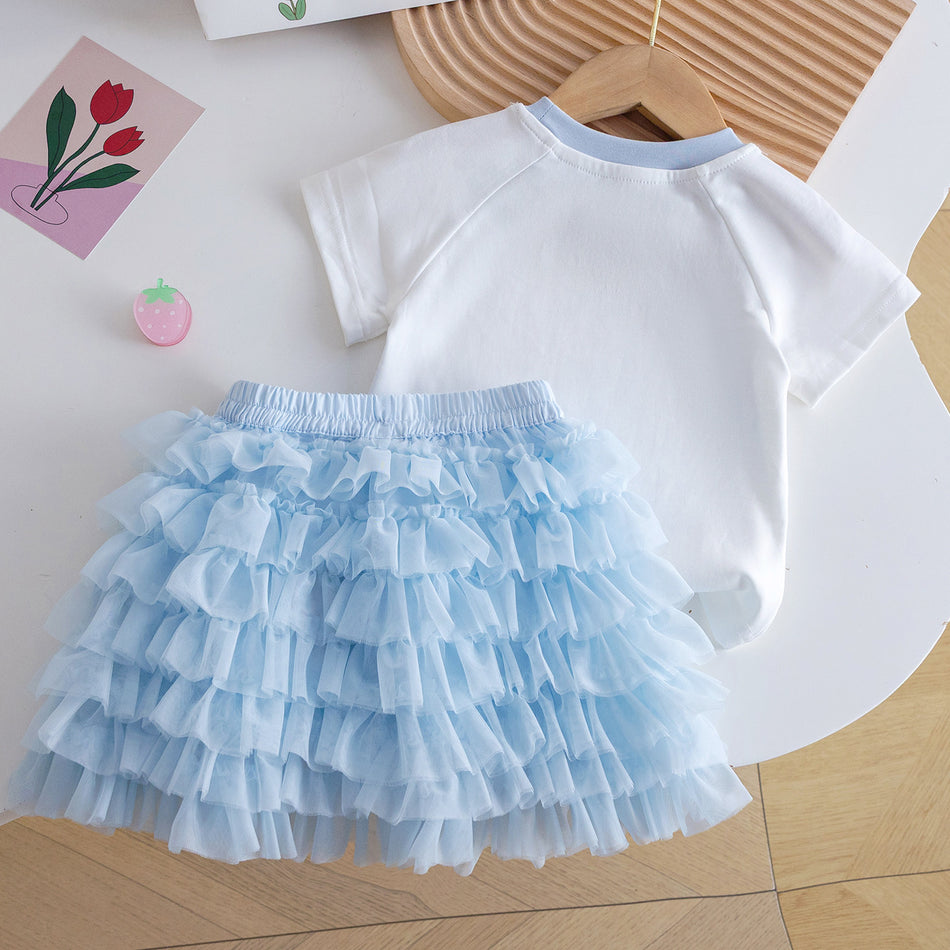 Girls Korean Style Cake Layer Spring Skirt for Kids