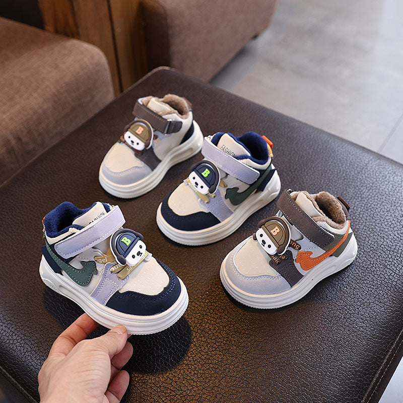 Winter Velvet Cartoon Cotton Kids Sneakers Warm Casual Shoes