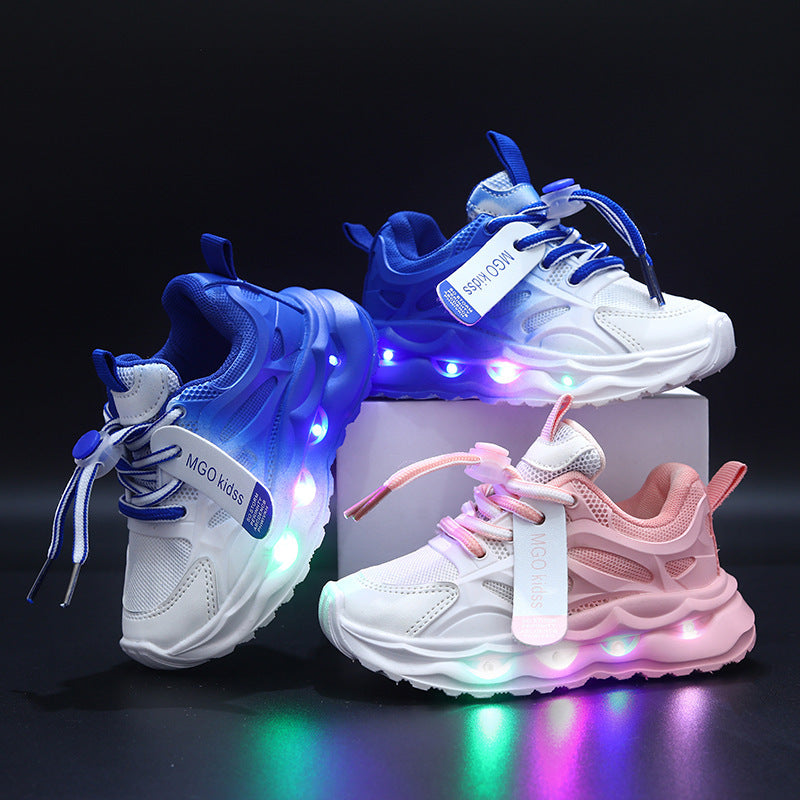 Kids Gradient LED Light-Up Sports Shoes Casual Sneakers