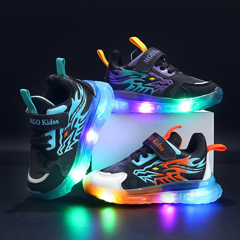 Kids LED Luminous Leather Sports Casual Shoes