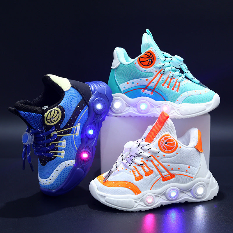 Kids LED Light-Up Sports Shoes Basketball Casual Sneakers