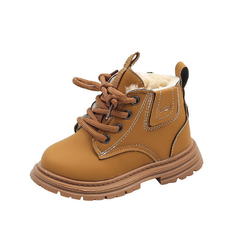 Kids British Style Warm Winter Boots with Fleece Lining