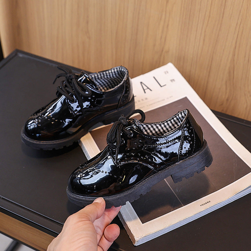 Kids British Style Leather Dress Shoes for Boys and Girls