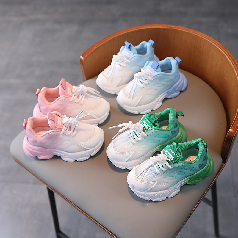 Kids Gradient Mesh Breathable Running Sports Sneakers