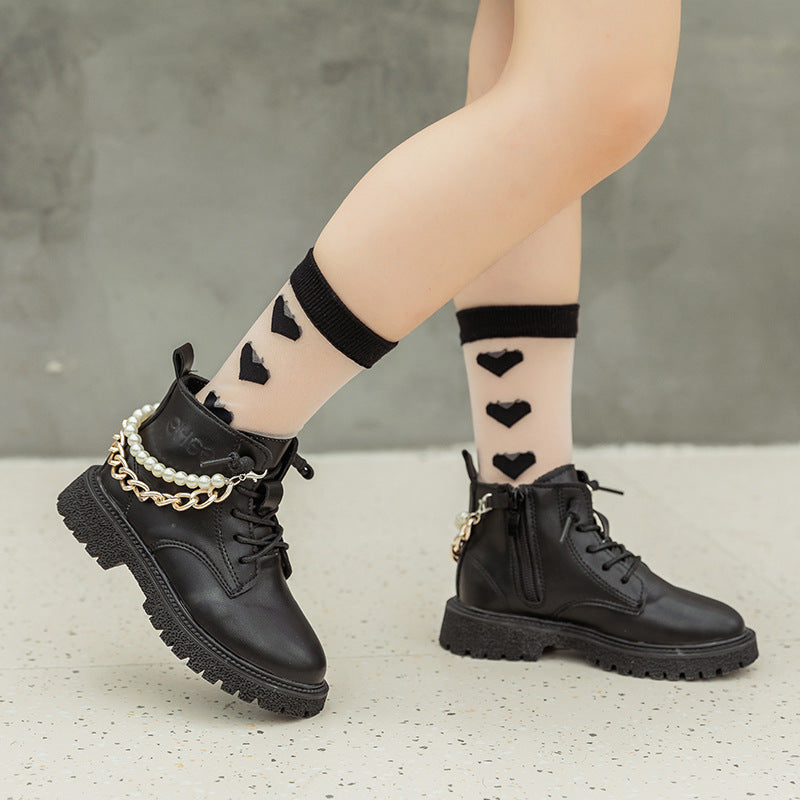 Girls Martin Boots Soft Sole Short Leather Boots Autumn Winter