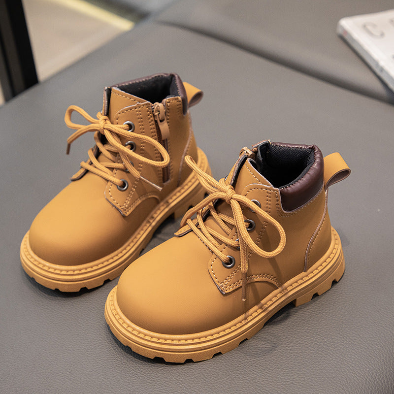 Kids British Style Ankle Martin Boots Soft Sole Non Slip Shoes