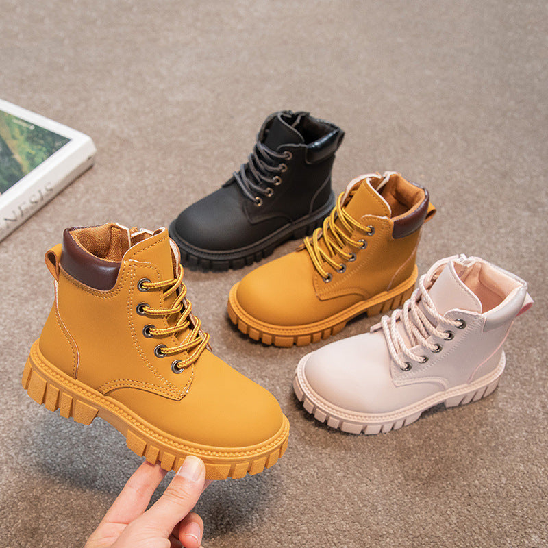 Kids British Style Short Boots Soft Sole Non Slip Martin Boots