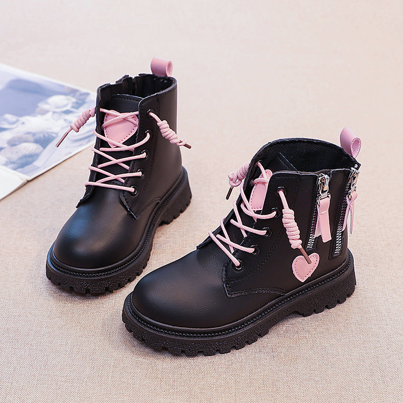 Girls Martin Boots Short Leather Princess Boots Winter Style