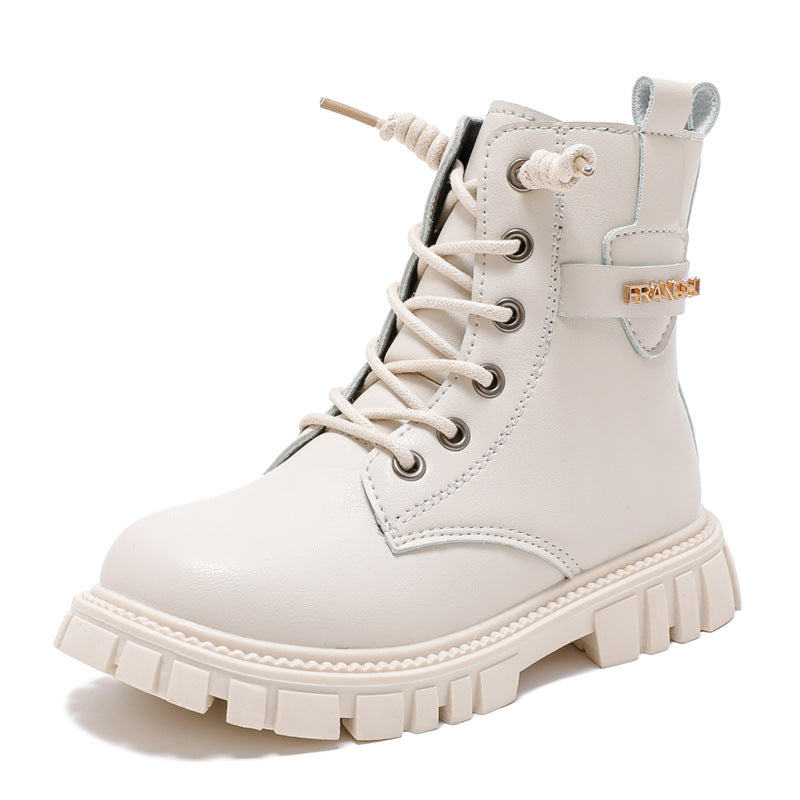 Girls Korean Style Princess Leather Short Boots Kids Autumn Winter