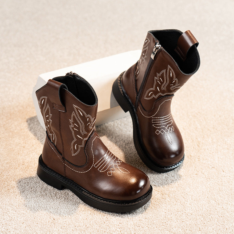 Girls Chelsea Martin Boots Soft Sole Leather Short Boots Autumn Winter