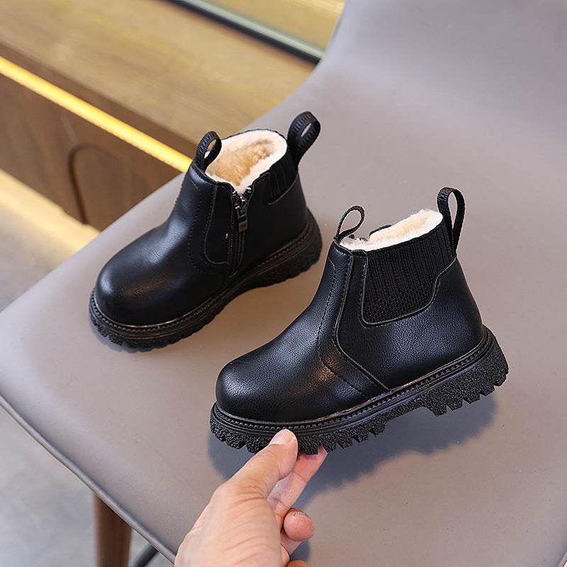 Kids Fleece Lined Winter Short Boots Warm Cotton Casual Shoes