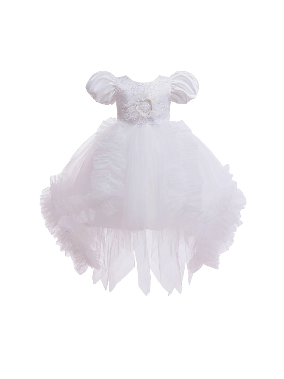 Girls Heart Sequin Puffy Princess Dress Octagonal Skirt
