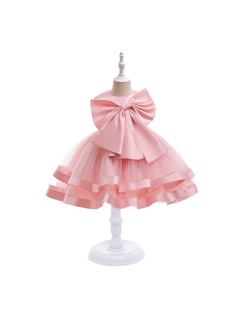 Girls Appliqué Multi Layer Tutu Flower Girl Party Dress