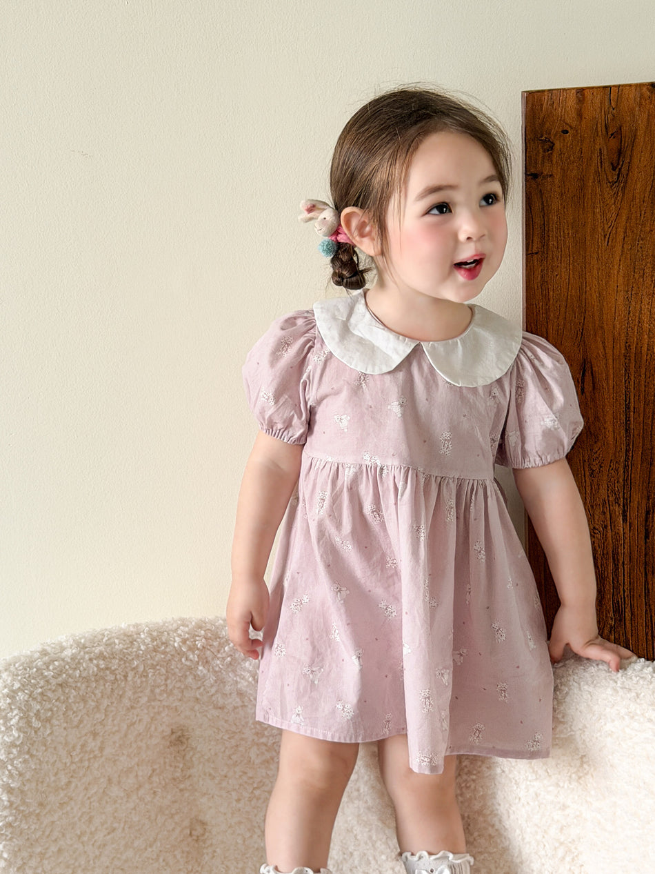 Girls Puff Sleeve Princess Dress Summer Thin Formal Gown