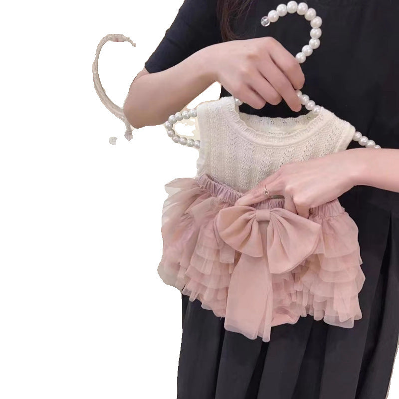 Girls Mesh Tutu Cake Skirt Two Piece Set Summer Vest Shorts Outfit