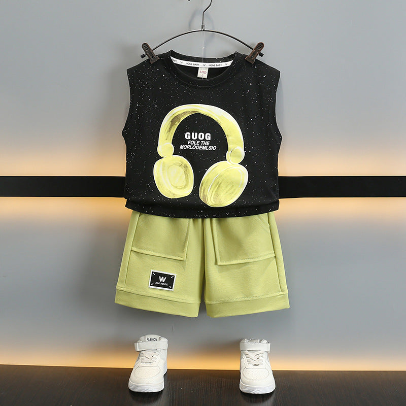 Boys Cotton Summer Vest and Shorts Set Cartoon Casual Outfit