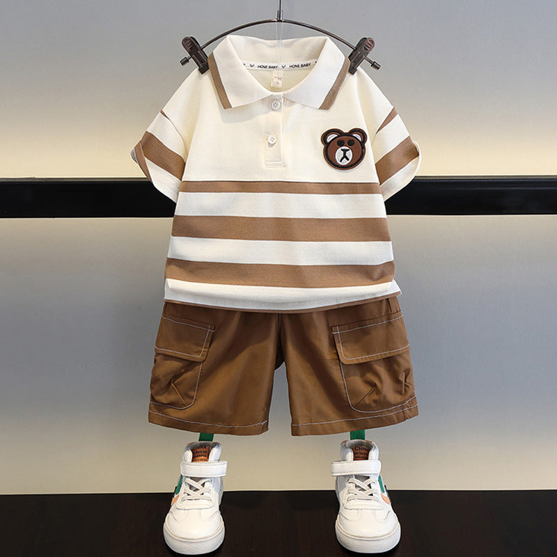 Boys Cotton Polo Shirt and Shorts Set Summer Casual Outfit