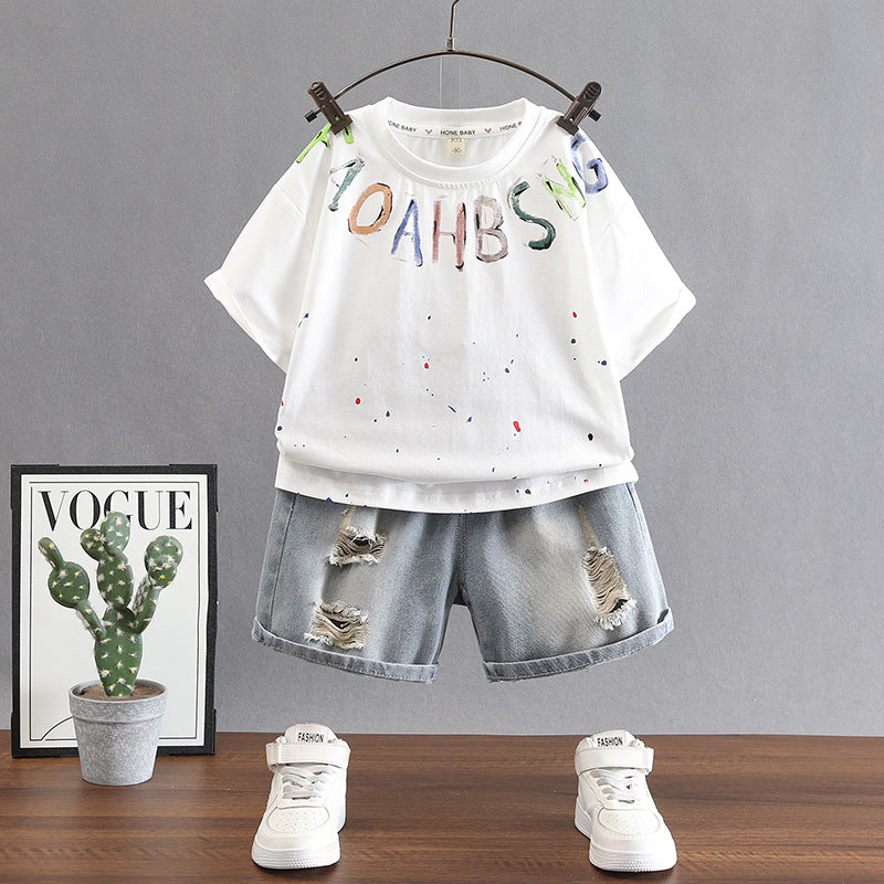Boys Cotton T-Shirt and Shorts Set Casual Summer Outfit