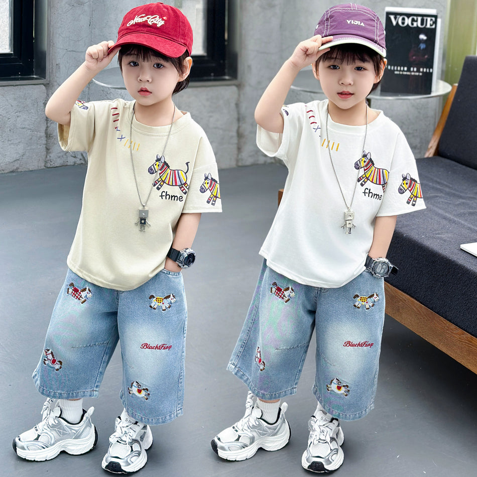 Boys Cotton T-Shirt and Shorts Set Casual Summer Outfit