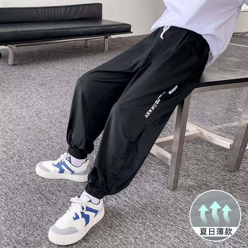 Boys Ice Silk Quick-Dry Casual Pants Loose Summer Trousers