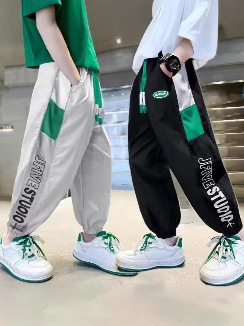 Boys Ice Silk Quick-Dry Summer Pants Anti-Mosquito Casual Trousers