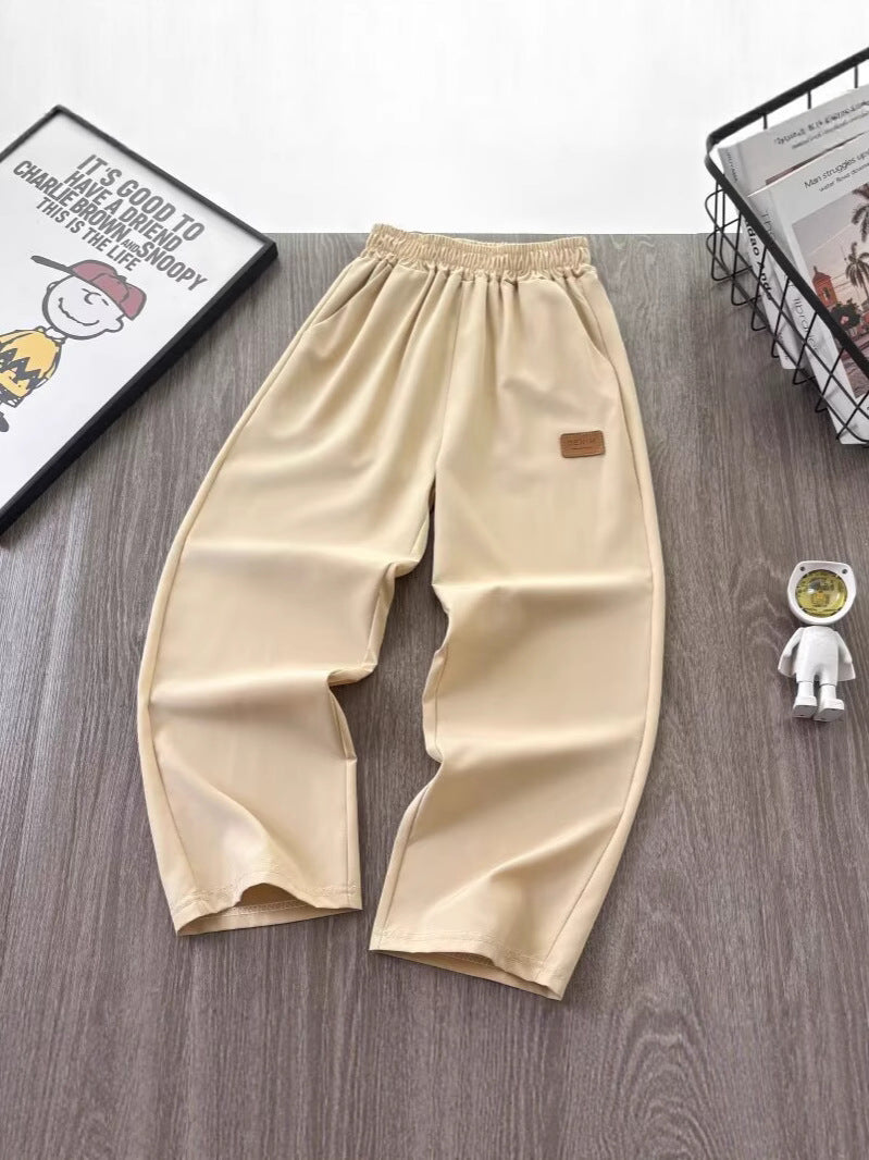 Boys Ice Silk Quick-Dry Casual Pants Straight Leg Summer Trousers