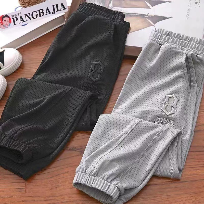 Boys Ice Silk Quick-Dry Summer Pants Anti-Mosquito Casual Trousers