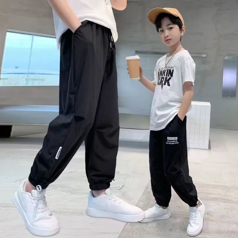 Boys Ice Silk Quick-Dry Summer Pants Casual Sports Trousers
