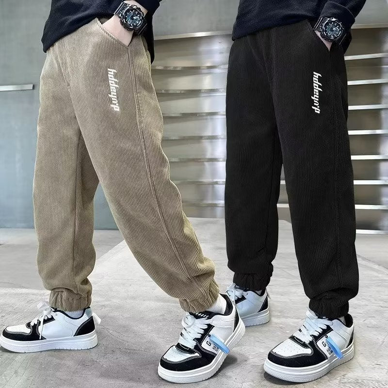 Boys Corduroy Casual Pants Autumn Sports Straight-Leg Trousers