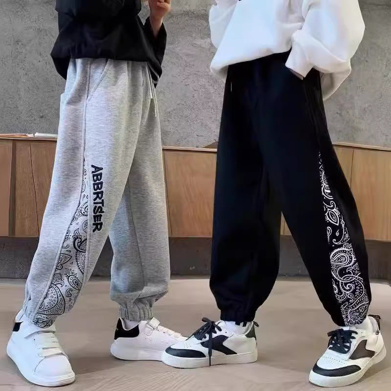 Boys Autumn Casual Sports Pants Loose Fit Sweat Trousers