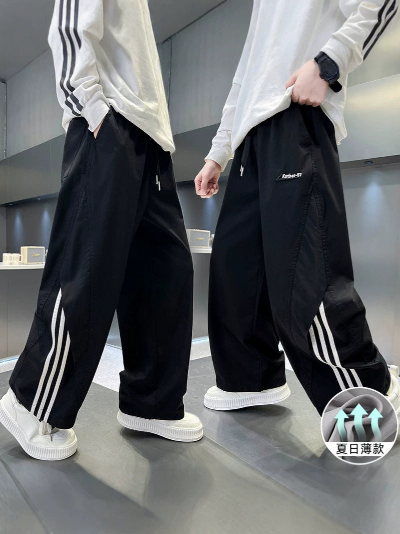 Boys Ice Silk Quick-Dry Summer Pants Casual Straight-Leg Trousers